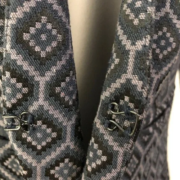 Banana Republic Women's Size 4 Open Front Textured Printed Blazer Drk Gray/Black - Picture 6 of 11